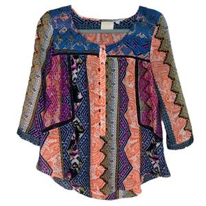 Anthropologie Vanessa Virginia Embroidered Top Med